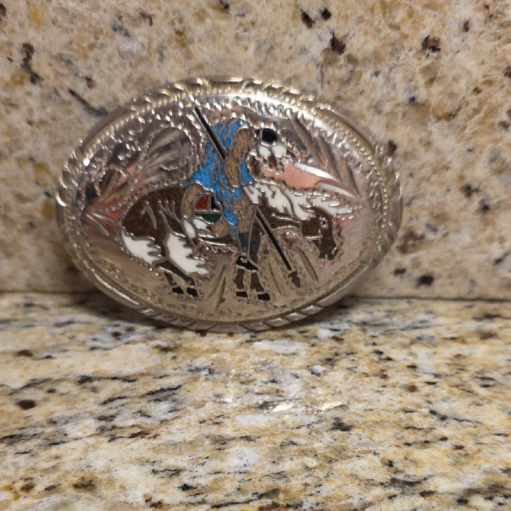 Vintage 1988 S.S.I. Handcrafted Belt Buckle End Of  The Trail  Unisex